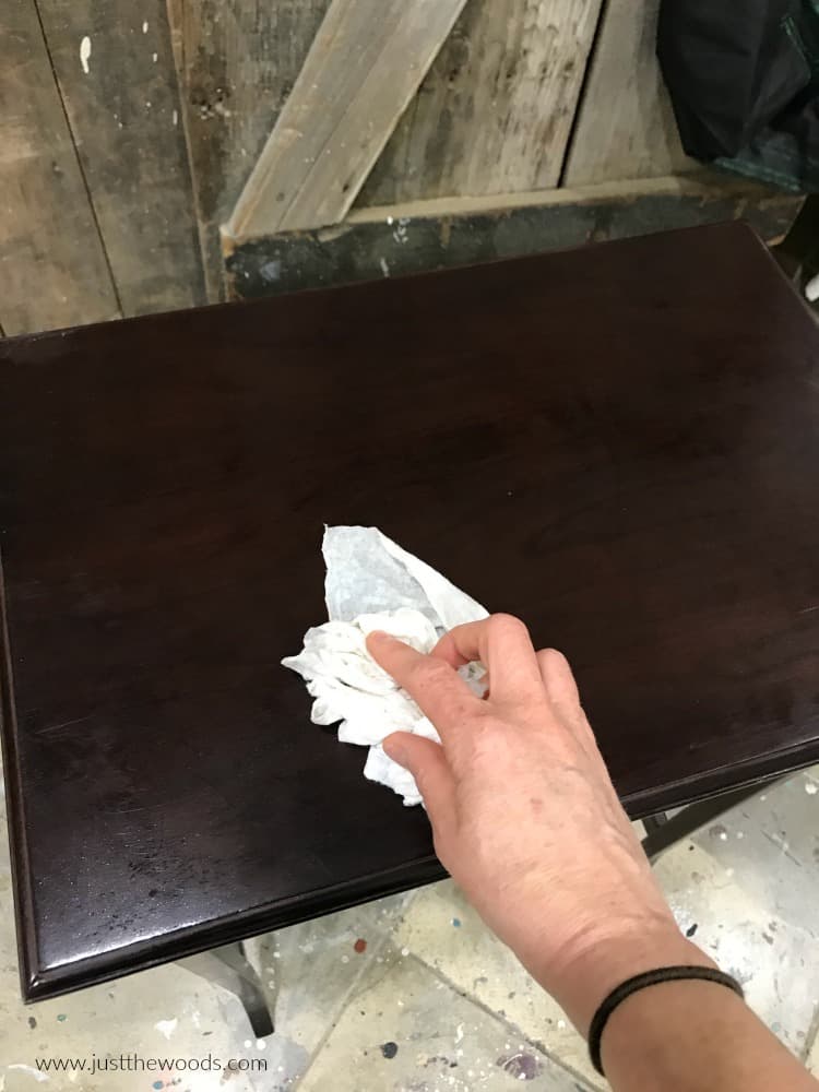 wipe table top with clean cloth