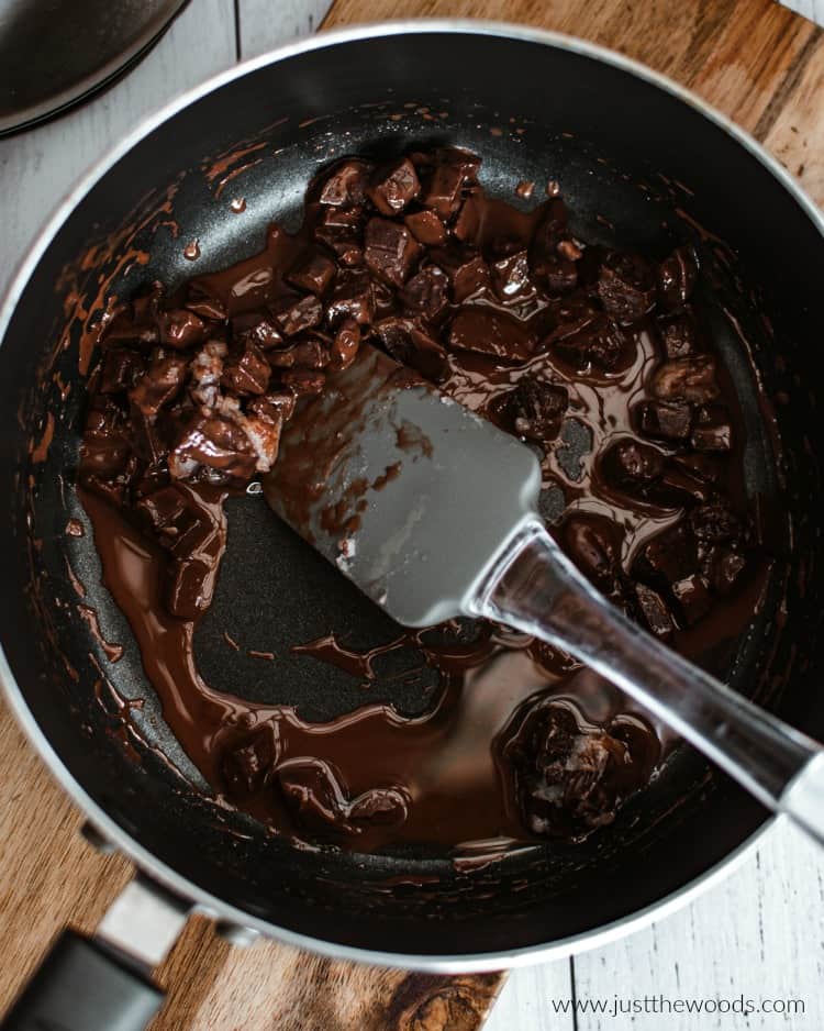 melting cacao chocolate and coconut oil