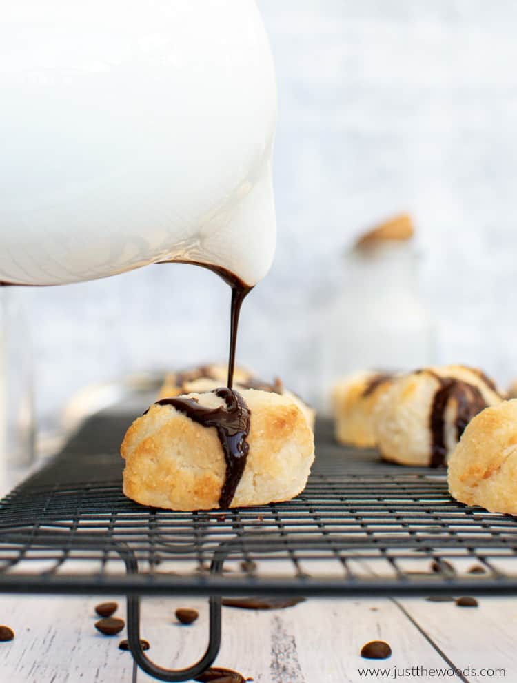 chocolate drizzle on gluten free macaroons