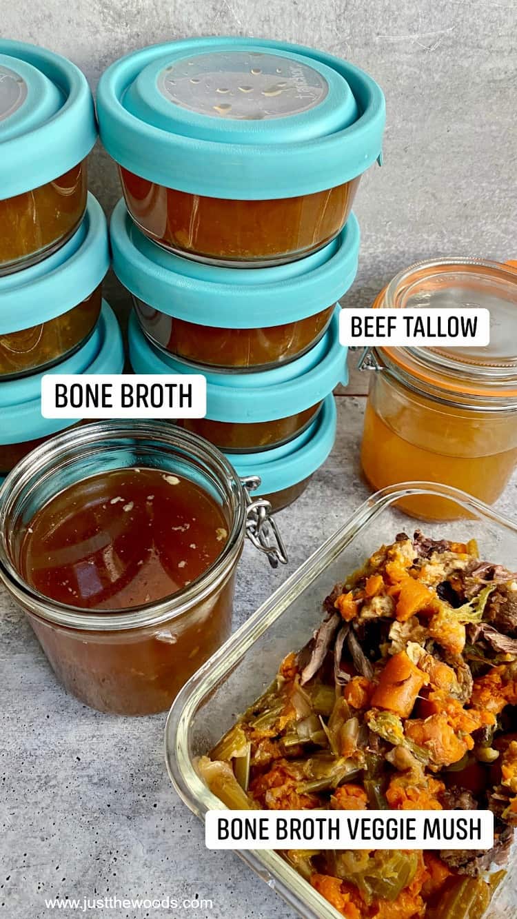 bone broth, vegetable much, beef tallow 