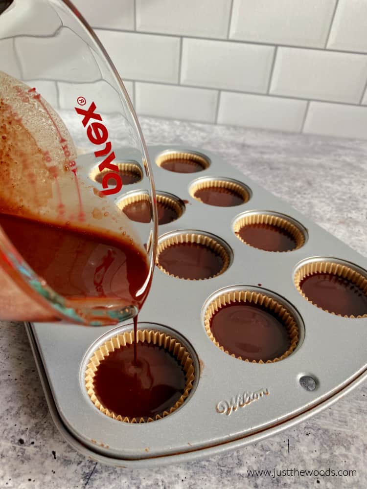 making chocolate nut butter cups