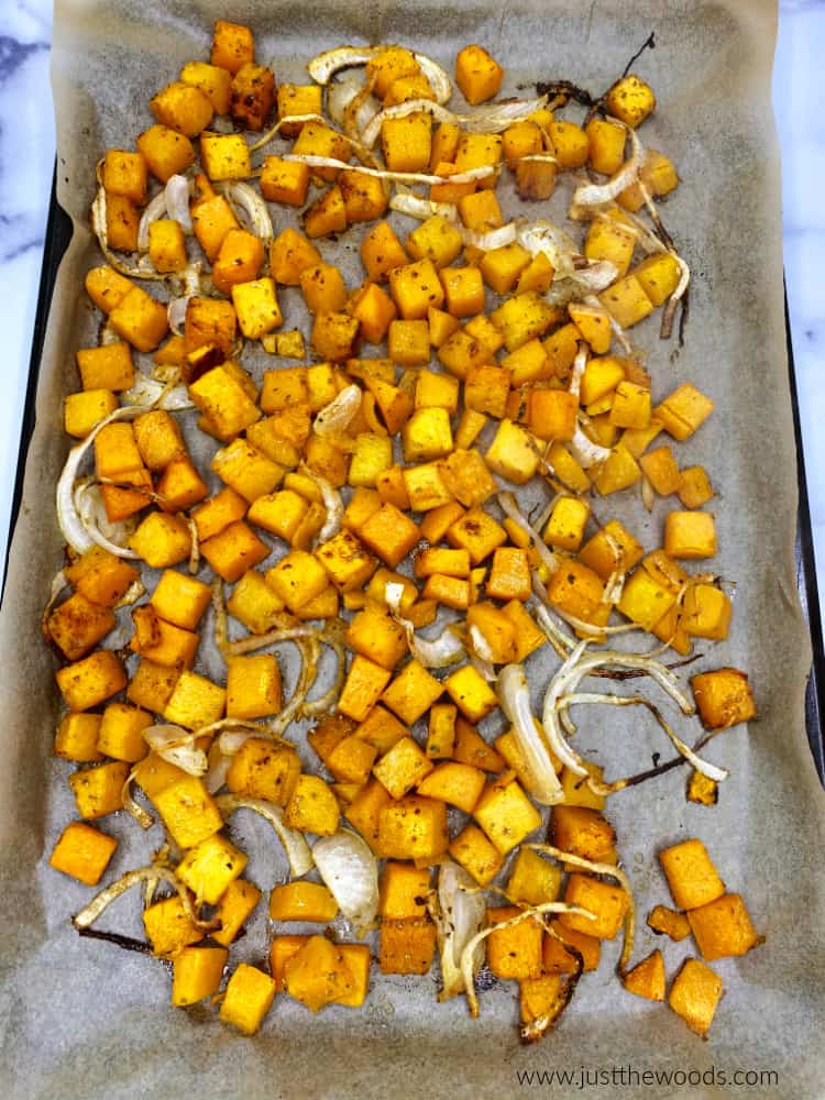 butternut squash in the oven