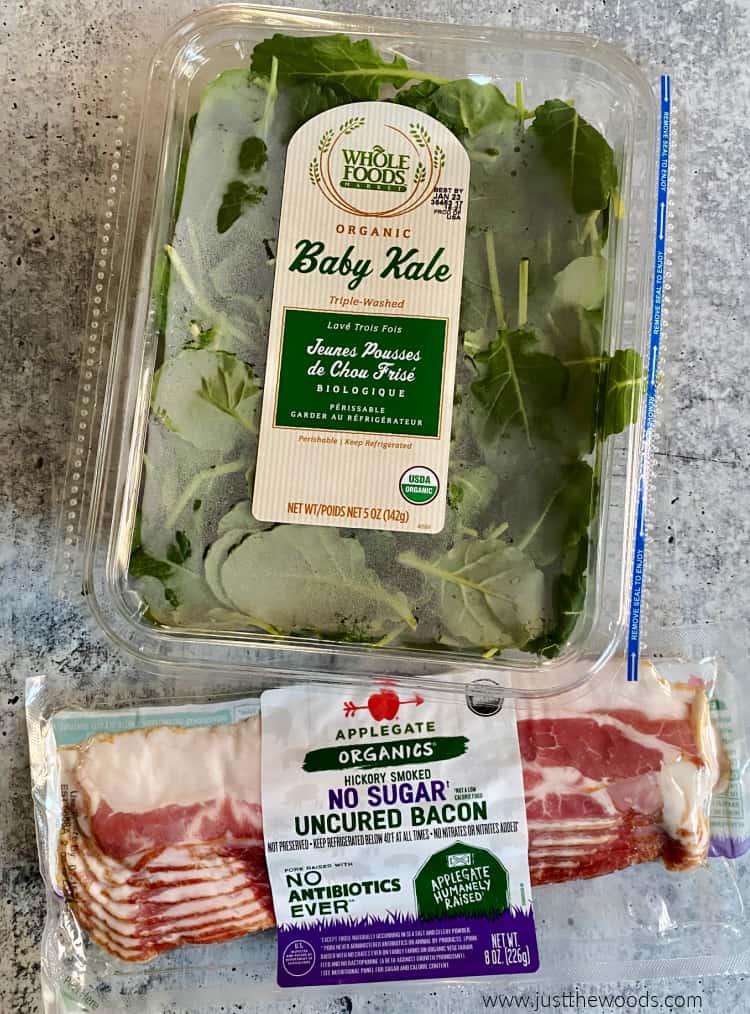 baby kale and organic bacon