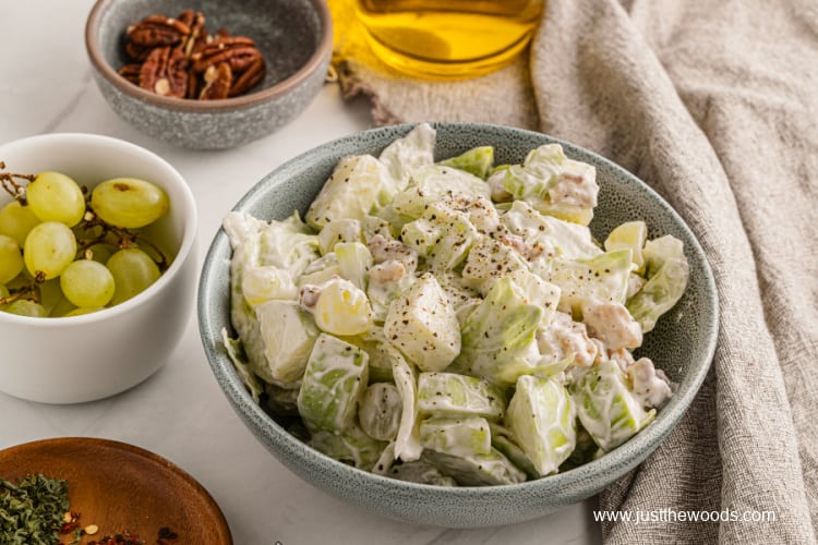 simple healthy Waldorf salad with grapes in a bowl