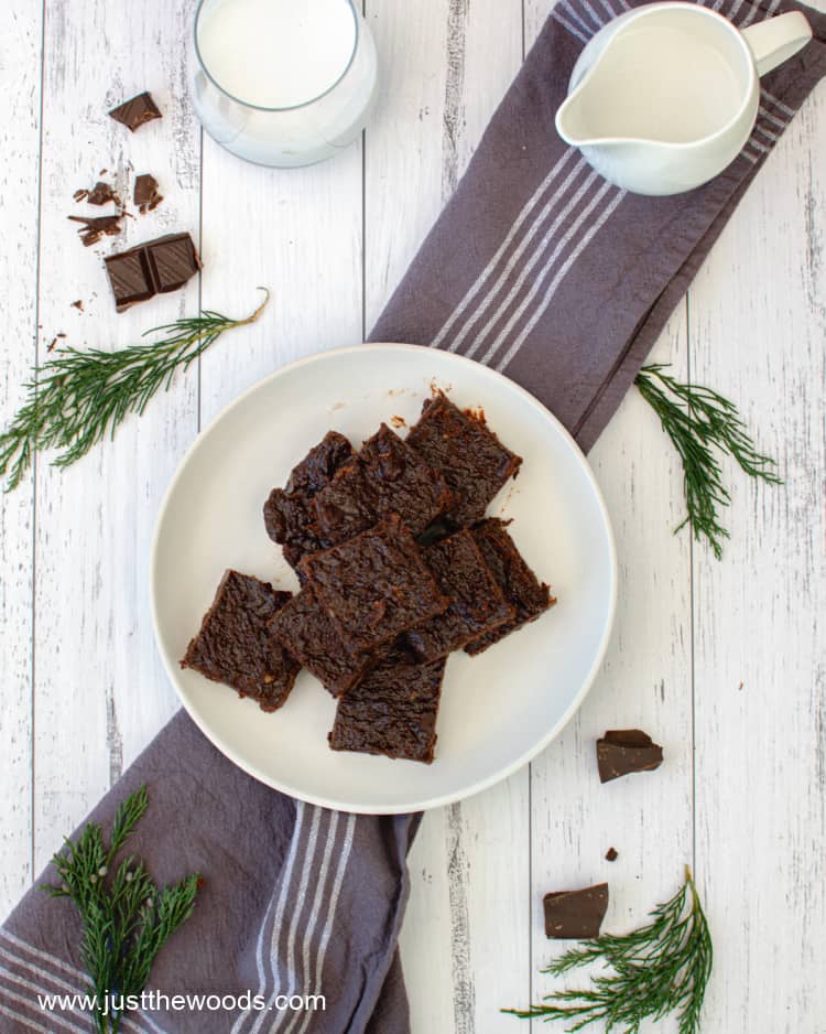 simple sugar free brownies recipe, brownies on a white plate 