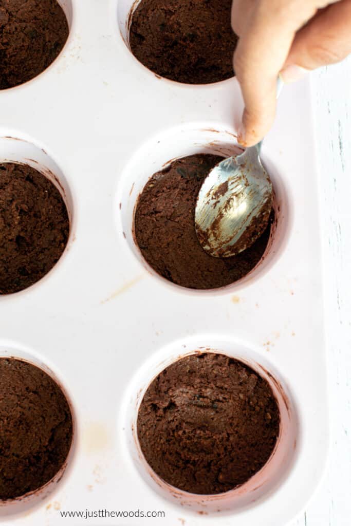 press coconut cups base into muffin mold