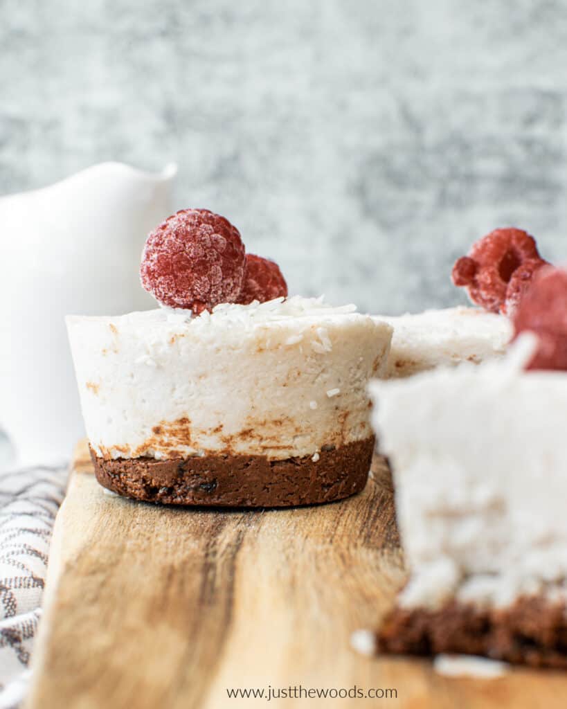 healthy no bake coconut cups recipe with raspberries 