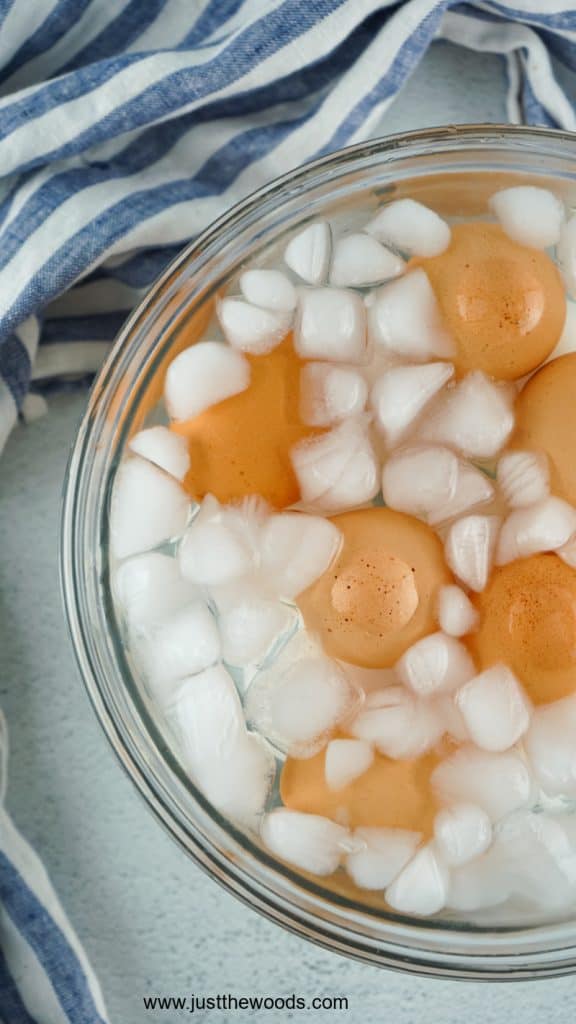 hard boiled eggs in an ice bath