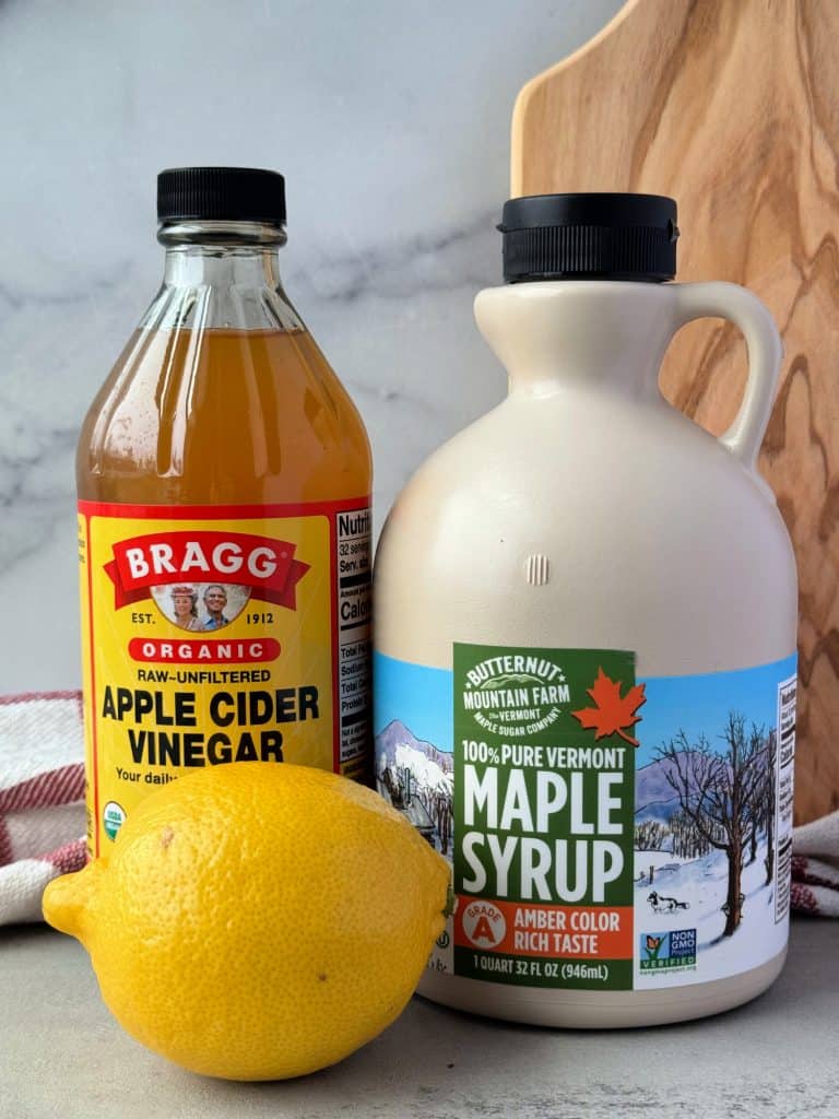 Braggs acv, pure maple syrup, lemon