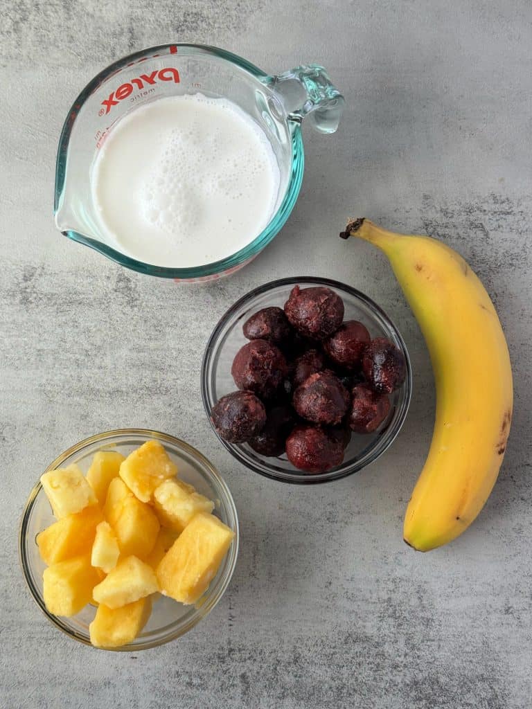 ingredients to make Pineapple Cherry Smoothie