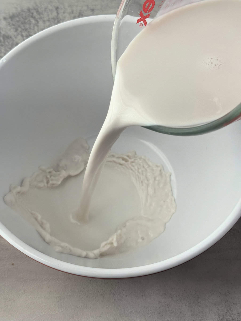 almond milk in bowl