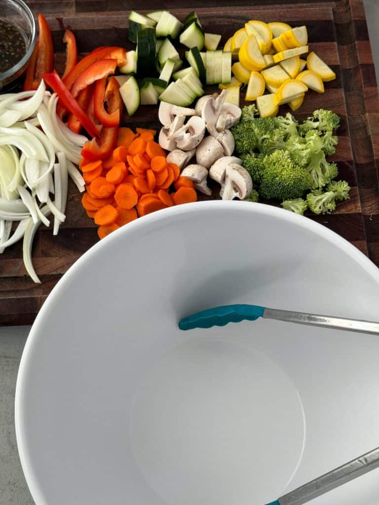sliced fresh vegetables 