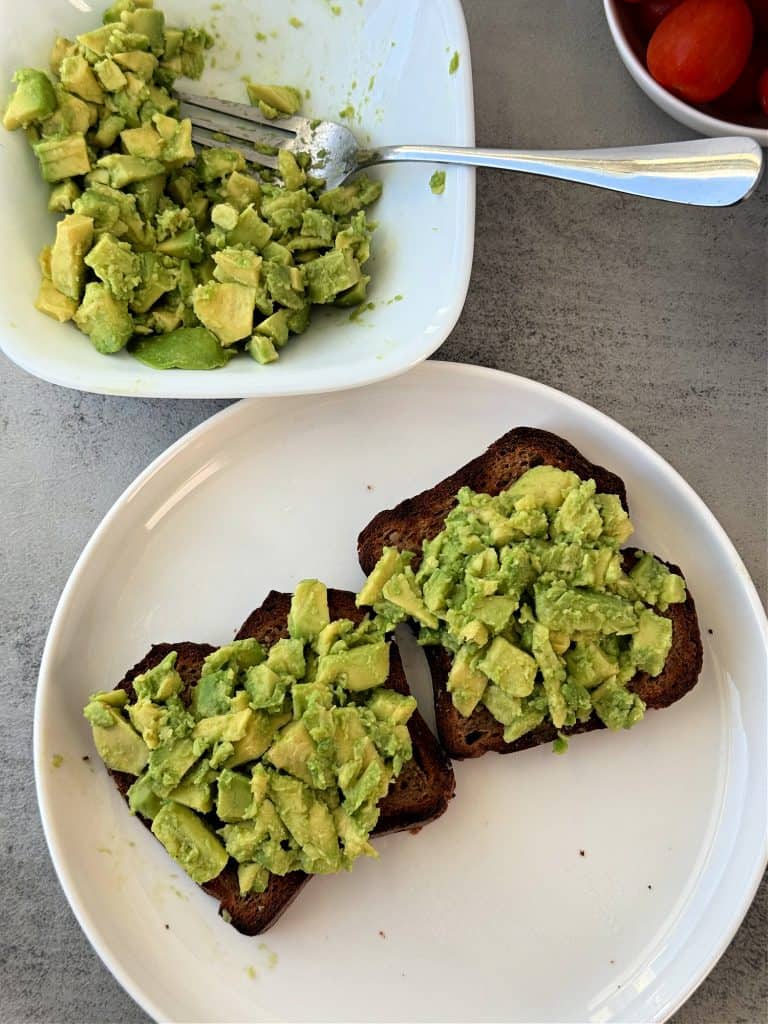 avocado mash on gluten free toast 