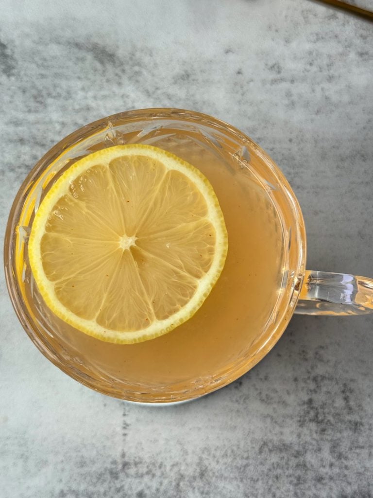 Apple Cider Vinegar Honey and Cayenne Recipe with lemon slice