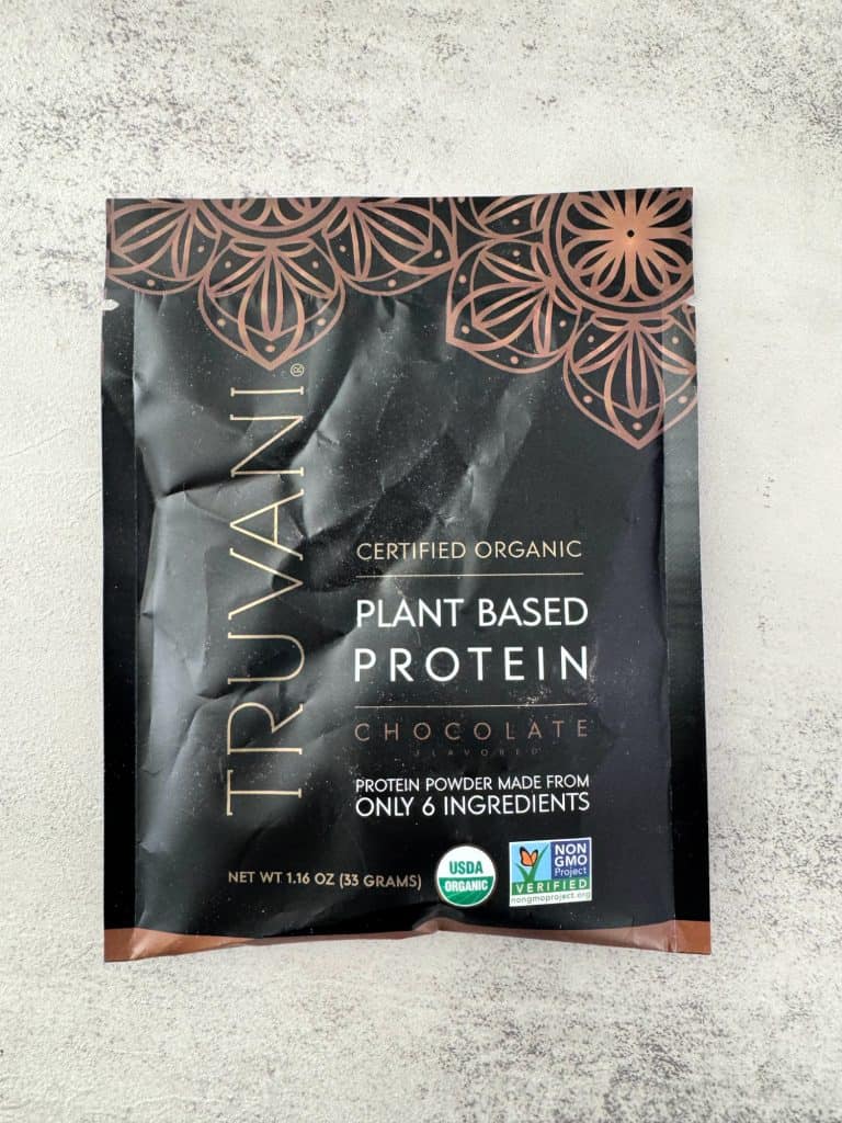 truvani chocolate plant based protein powder 