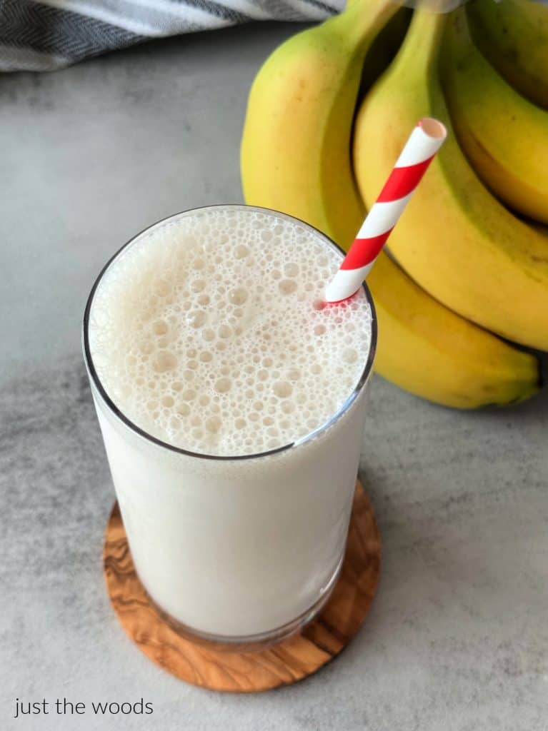 Almond Milk Banana Smoothie with straw