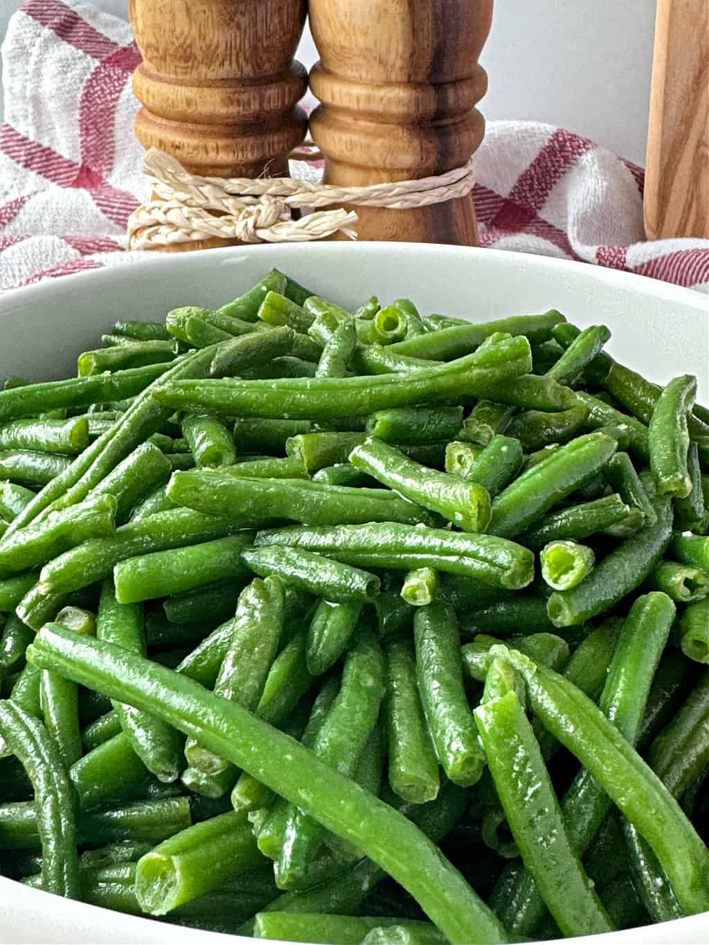 Air Fry Frozen Green Beans with salt