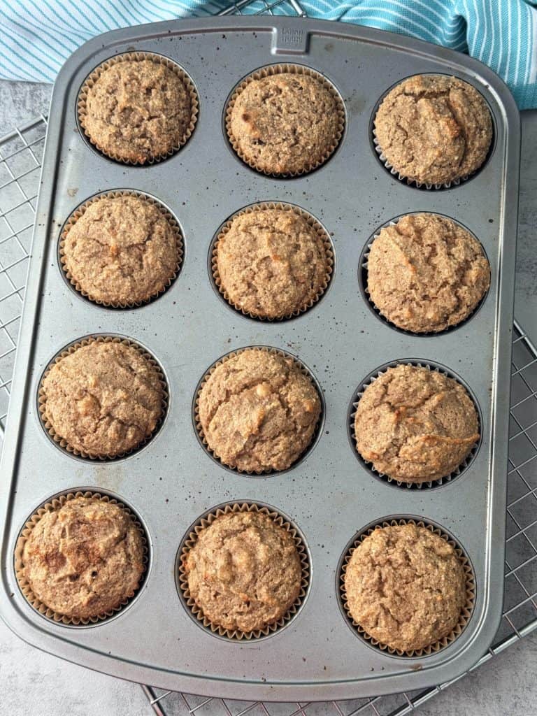 gluten free banana muffins in muffin pan 