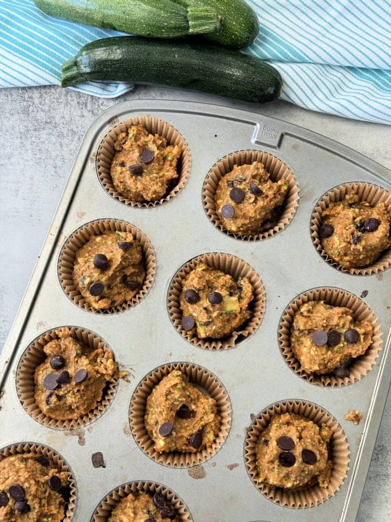 muffin batter with chocolate chips