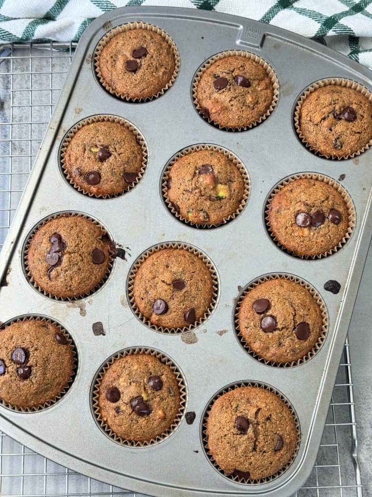 healthy zucchini bread muffins in pan 