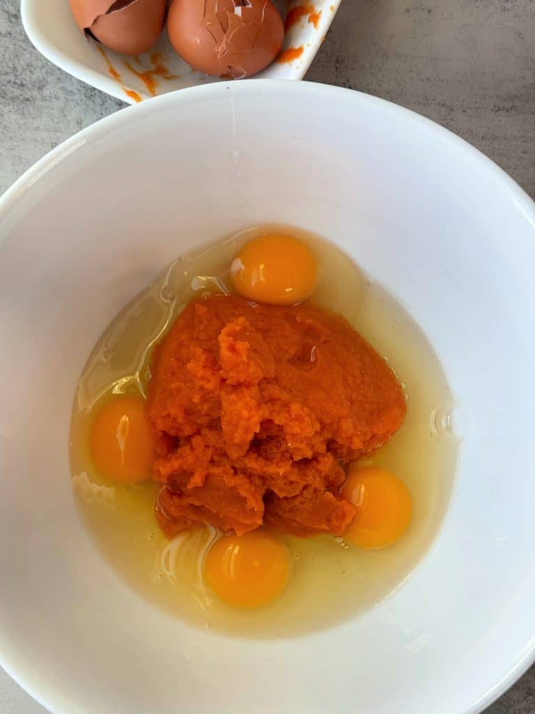 pure pumpkin puree and raw eggs 