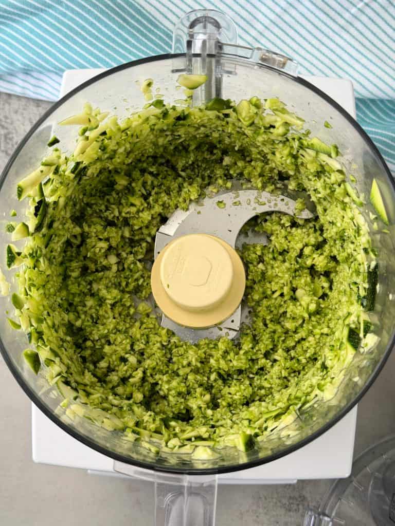 pureed zucchini in food processor