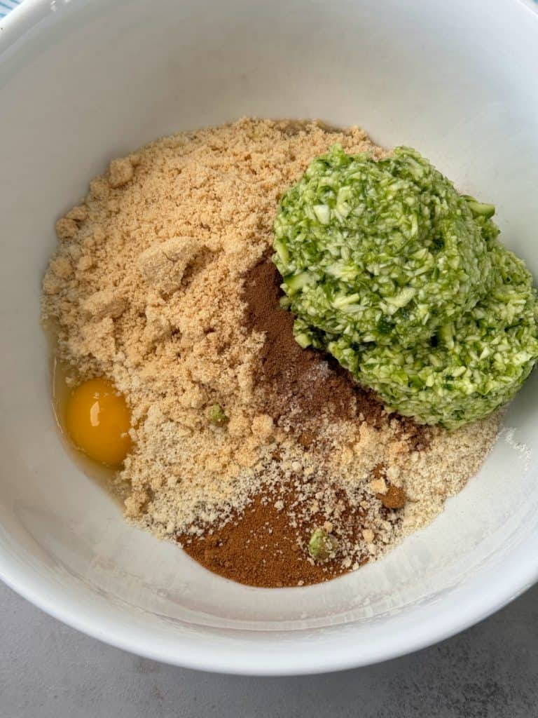 pureed zucchini and almond flour in bowl 