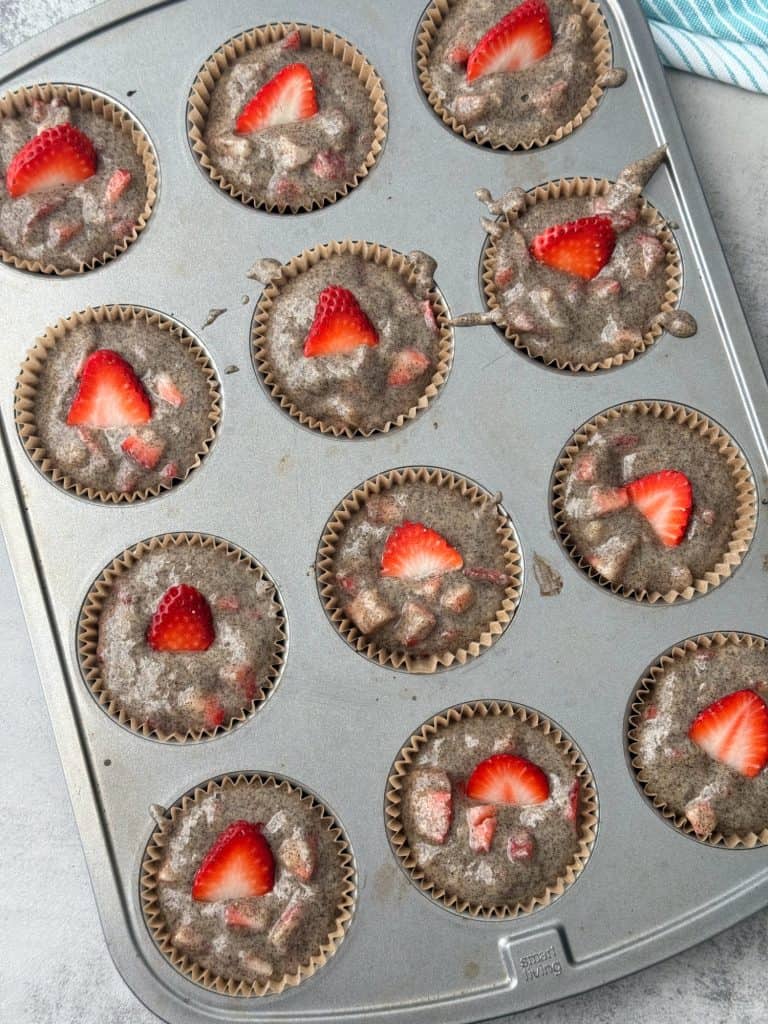 strawberry slices on muffins