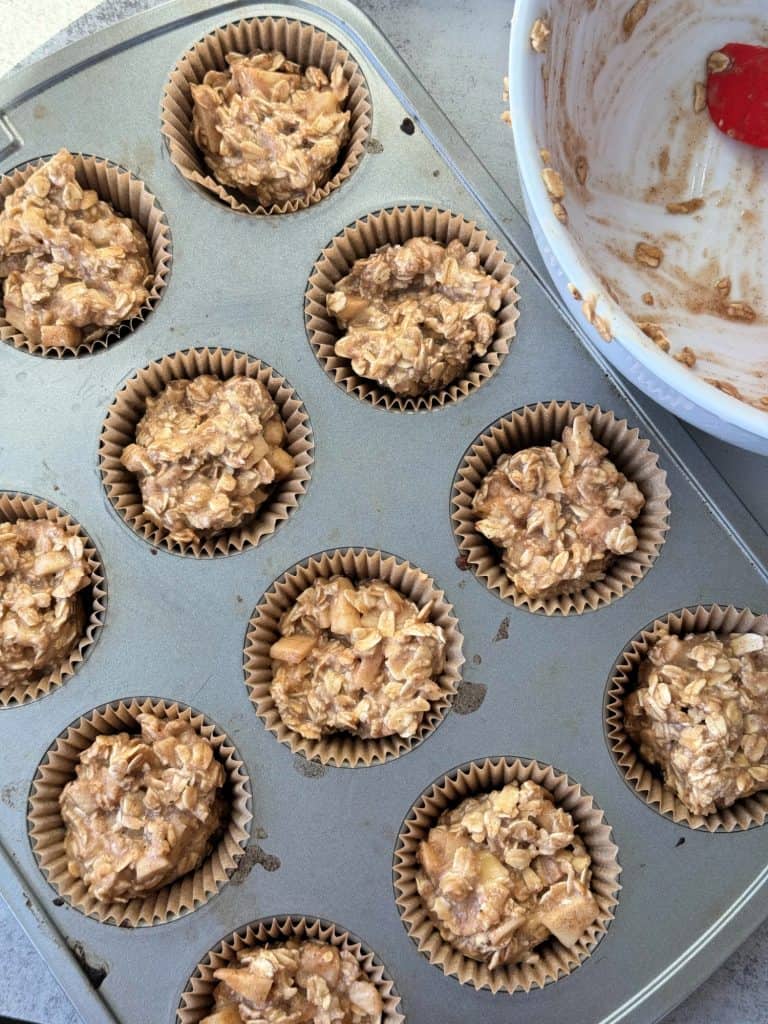 muffin batter in pan 