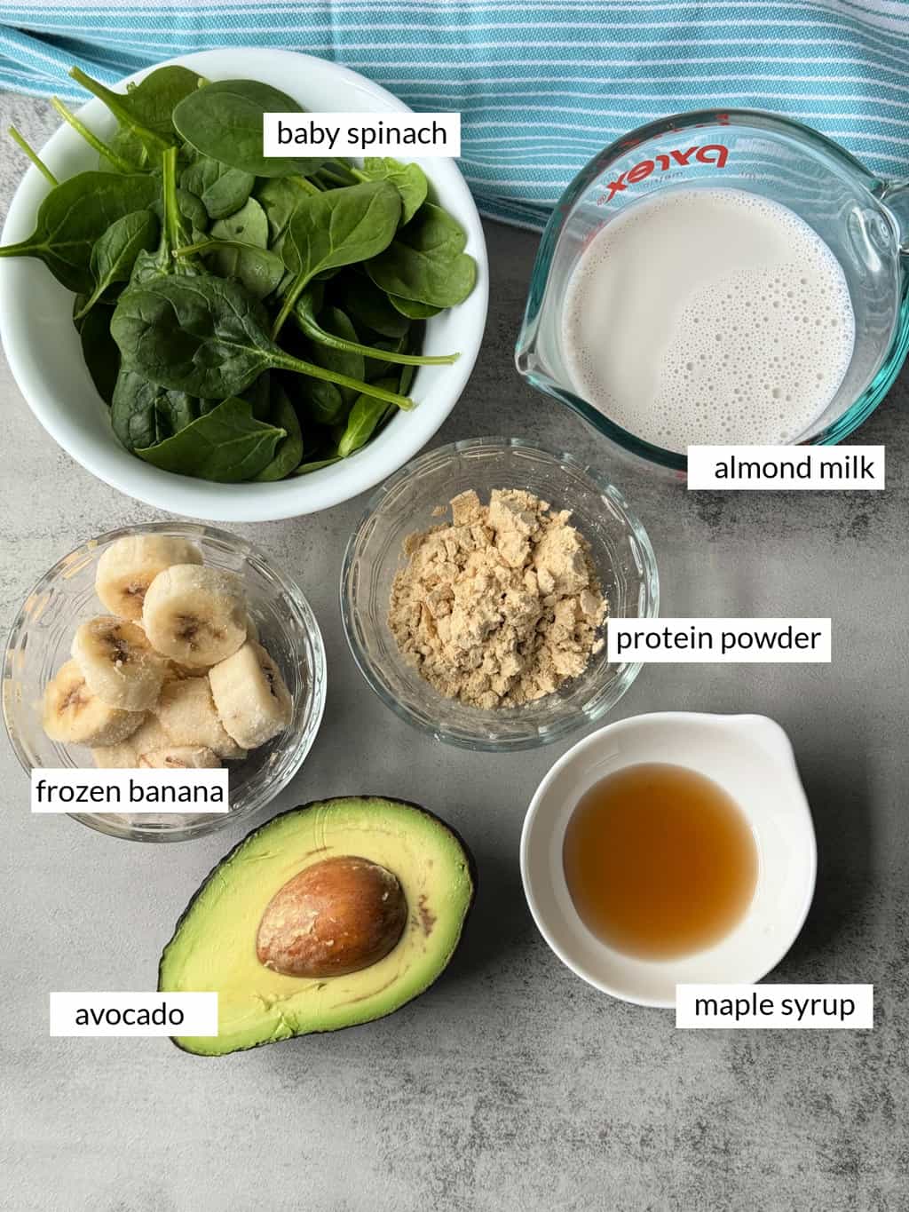 ingredients to make spinach avocado banana smoothie