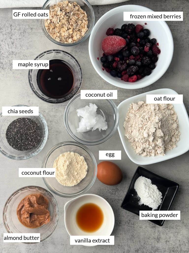 ingredients for Berry Oat Muffins