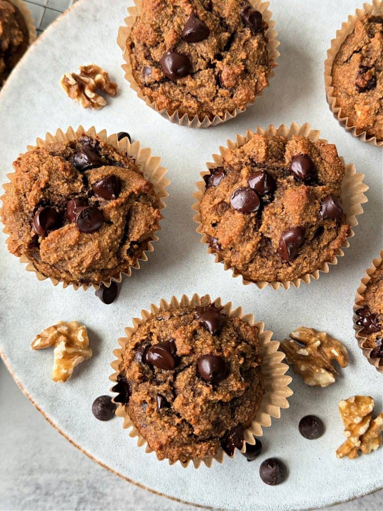 close up Healthy Chocolate Chip Pumpkin Muffins recipe 