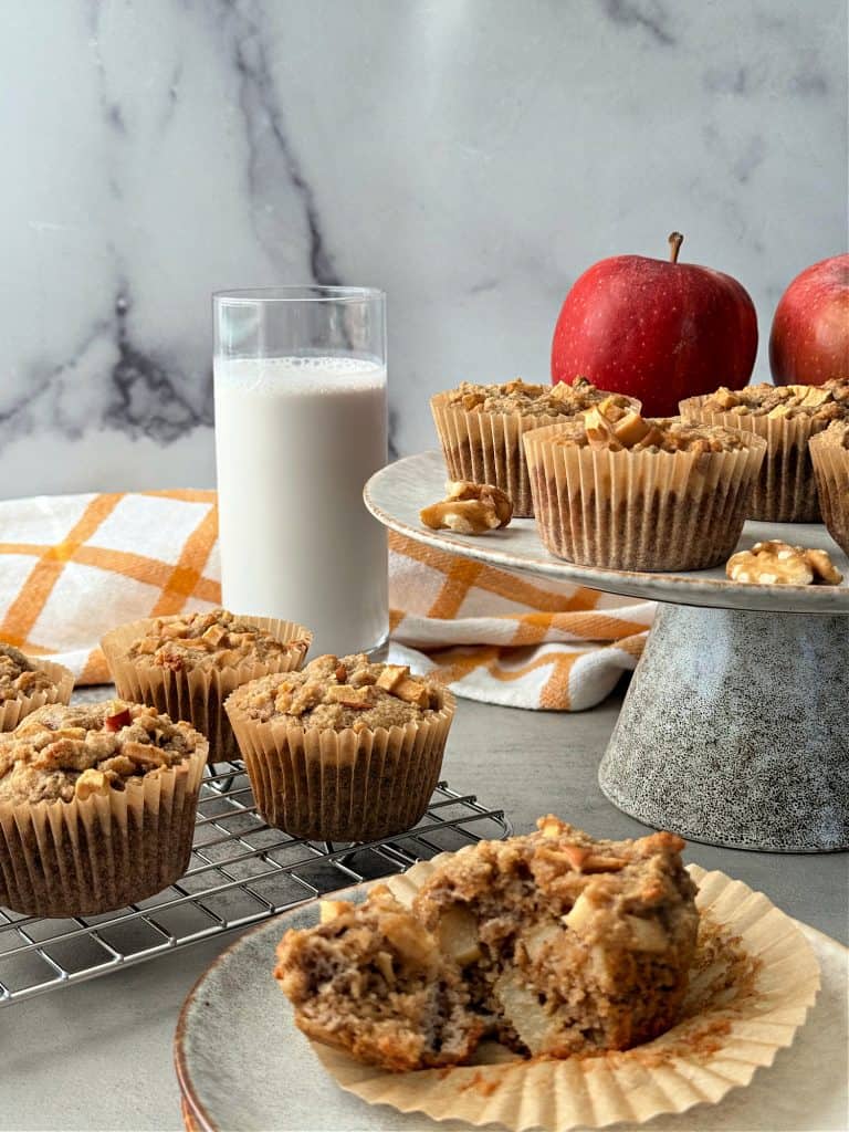 moist Healthy Apple Muffins with cinnamon 