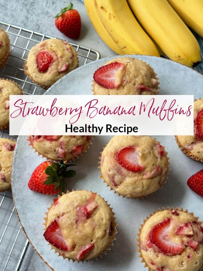 Healthy Strawberry Banana Muffins, easy strawberry banana muffin recipe 