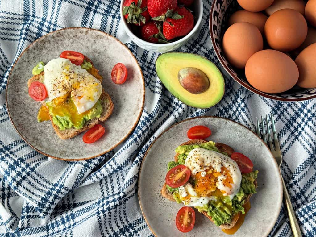 poached eggs on avocado toast