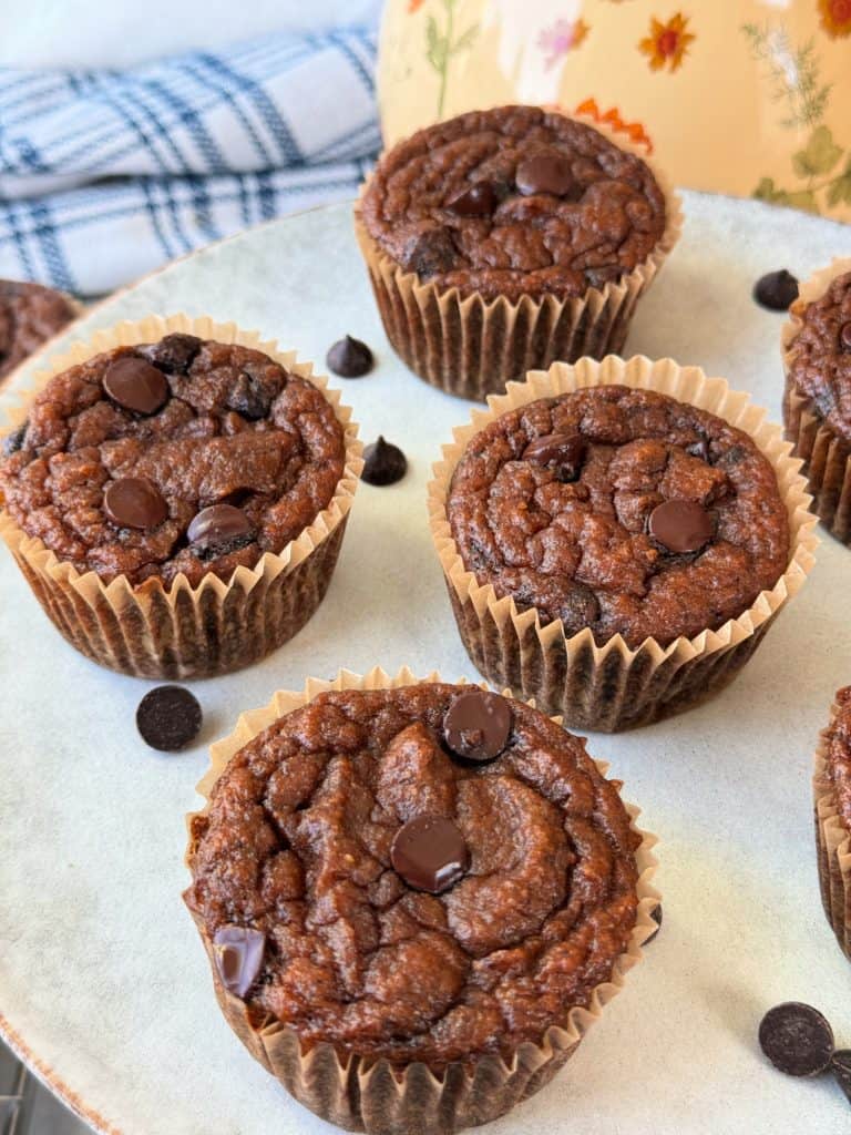 close up of melted chocolate in pumpkin muffin