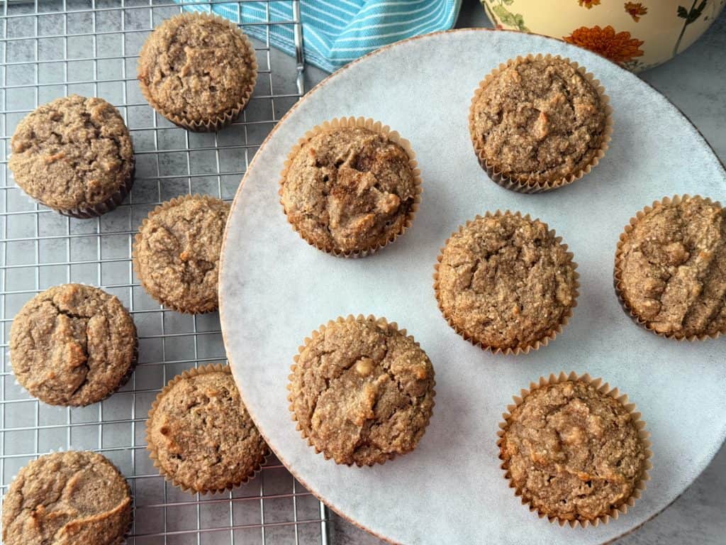 Healthy Banana Muffins on platter 