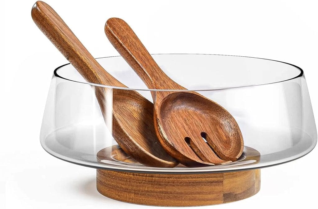 salad serving bowl and spoons for the best easy healthy salad recipes