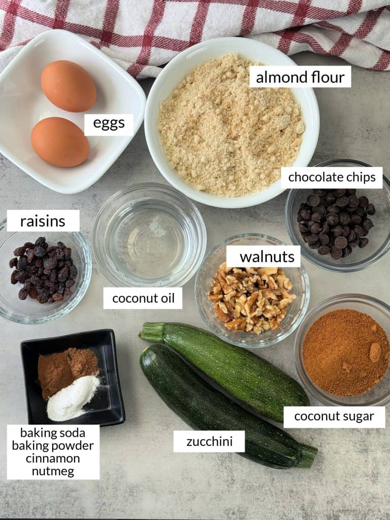 ingredients to make recipe for Zucchini Bread Muffins