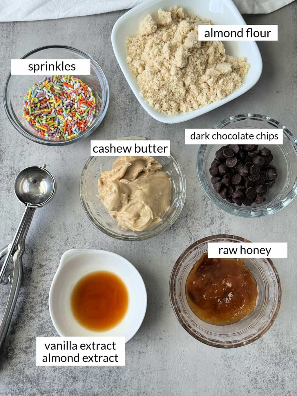 ingredients for Birthday Cake Cookie Dough Bites recipe