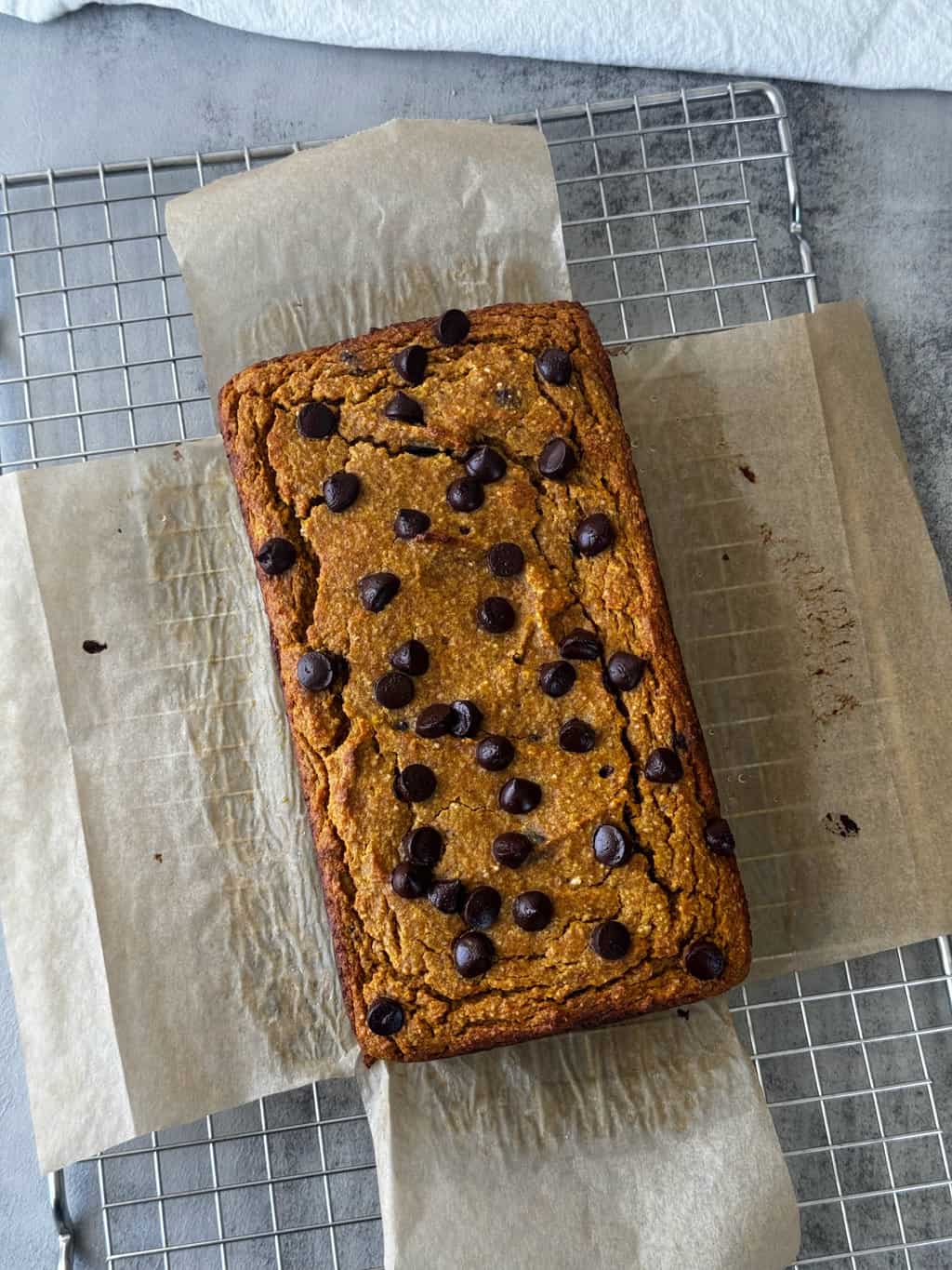 healthy pumpkin bread on wire rack to cool