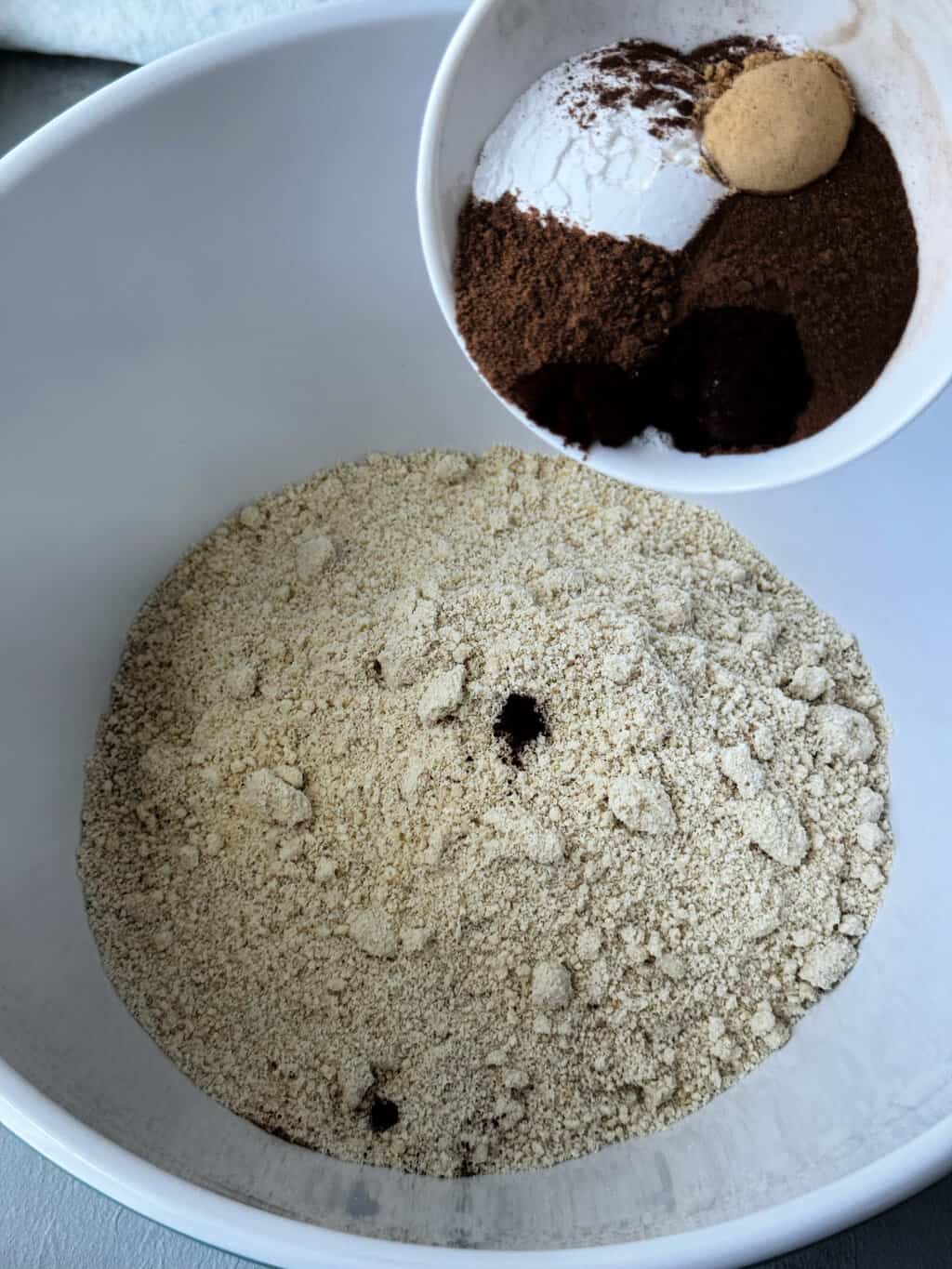 almond flour in bowl with pumpkin pie spices