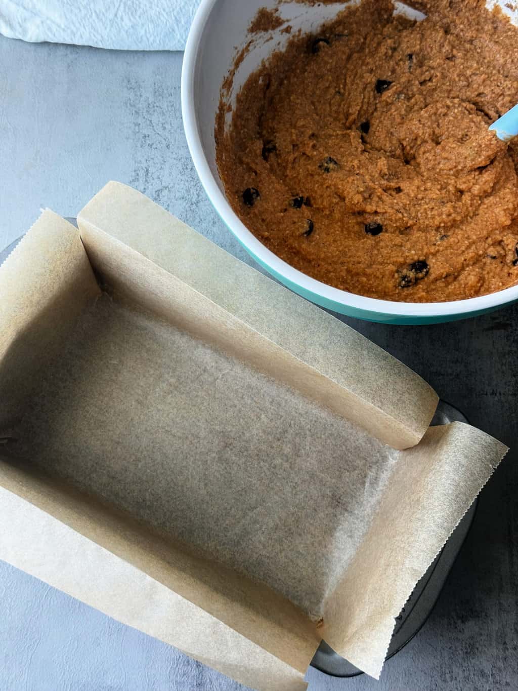 parchment paper lined loaf pan