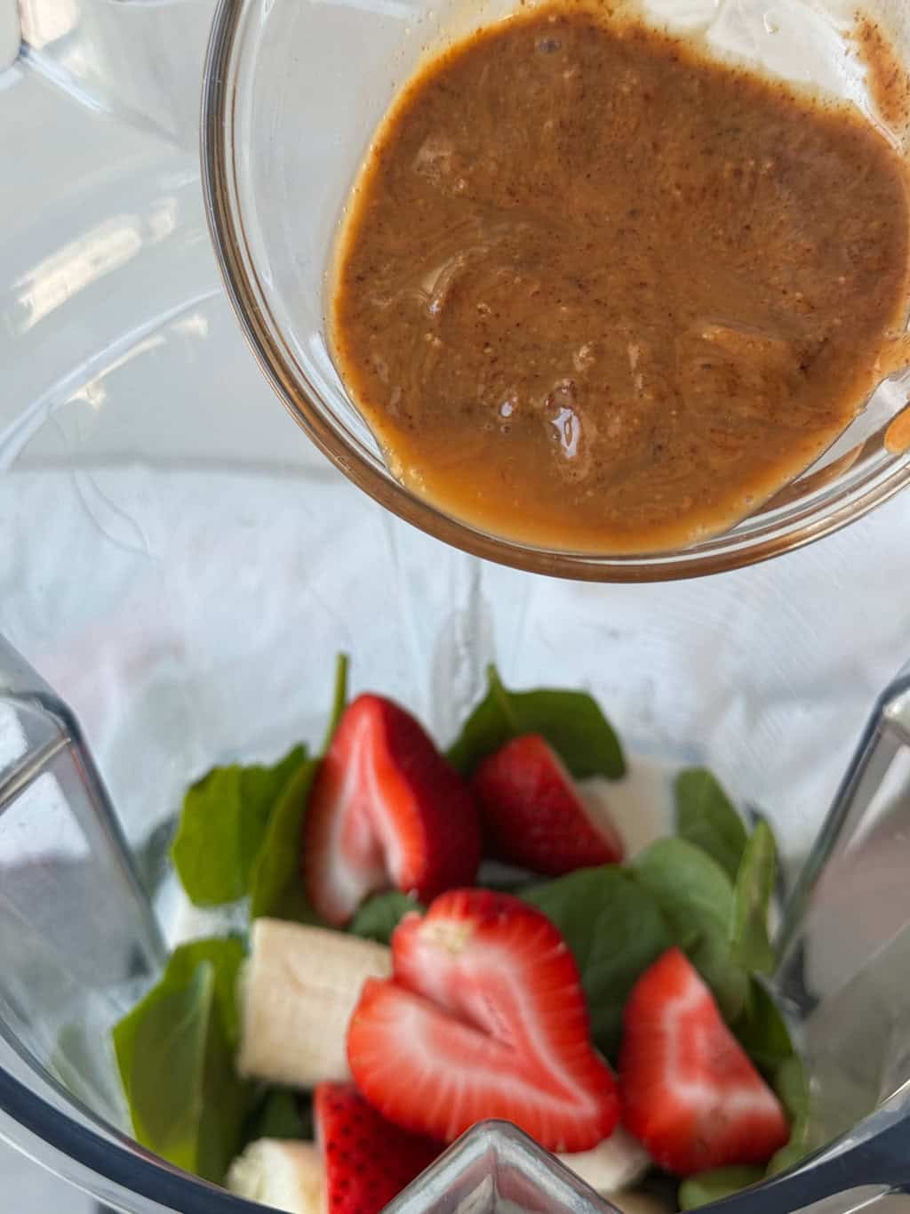 creamy nutty almond butter in morning smoothie