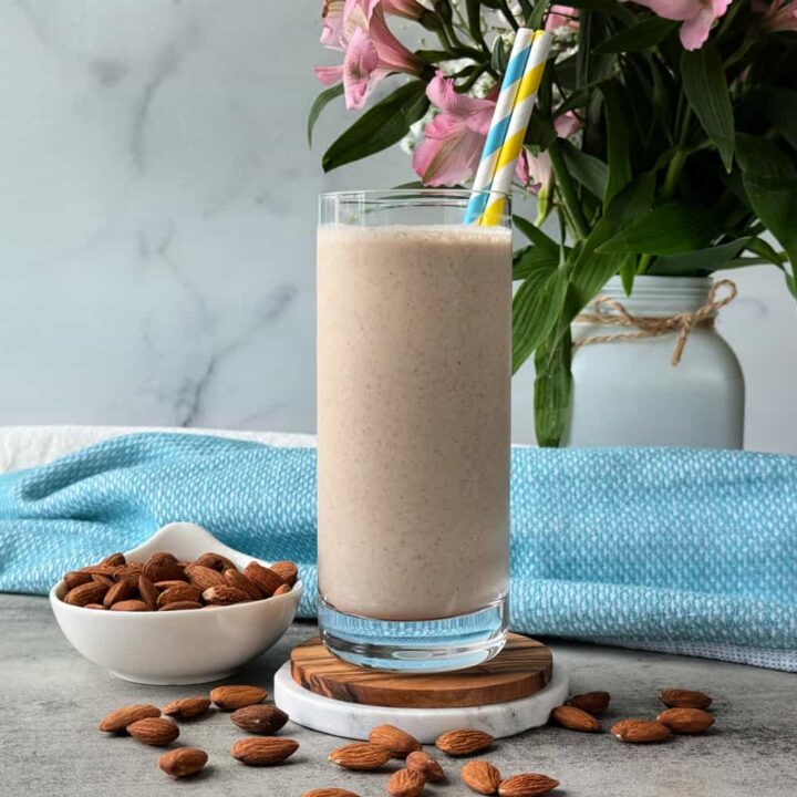 feature banana almond butter smoothie recipe with protein