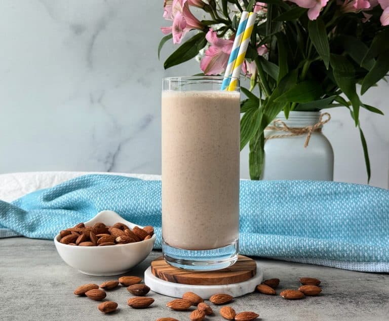 feature banana almond butter smoothie recipe with protein