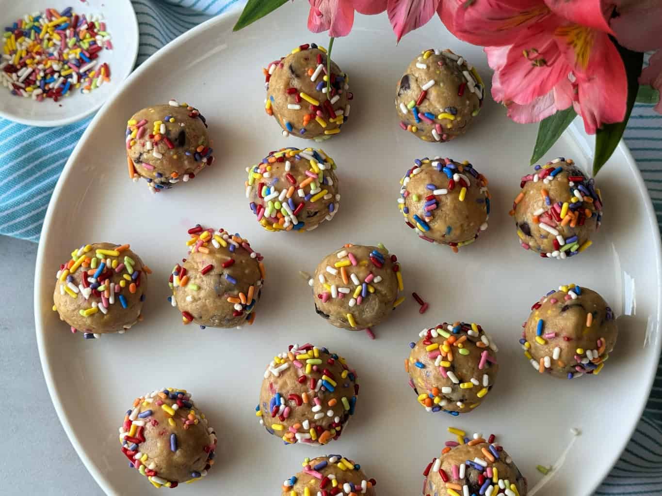 No Bake Birthday Cake Cookie Dough Bites Recipe