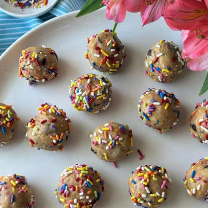 No Bake Birthday Cake Cookie Dough Bites Recipe