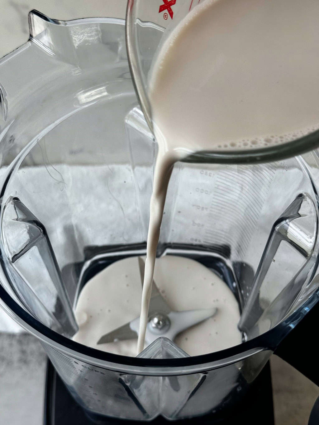 white dairy free milk into vitamix blender