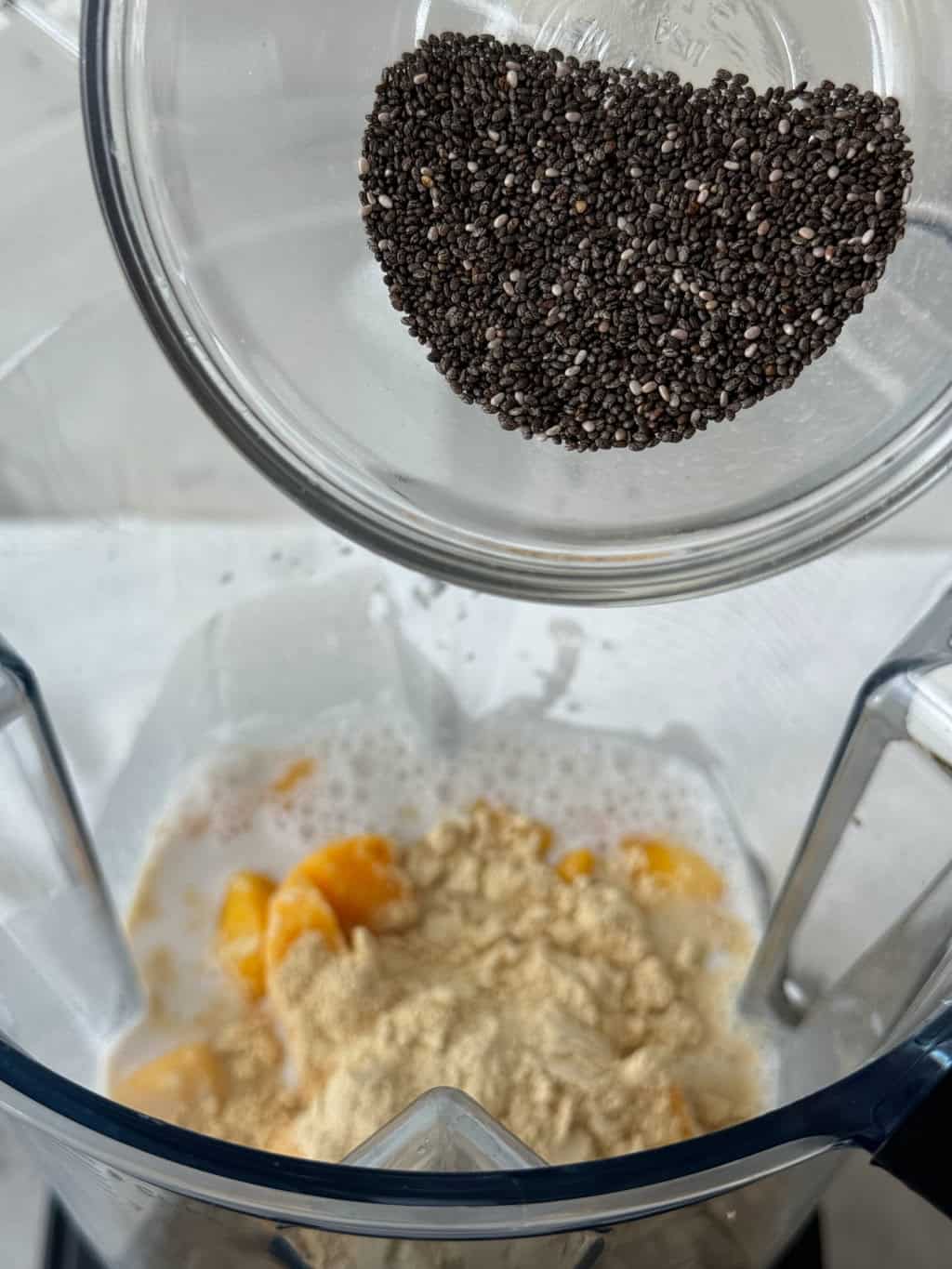 black chia seeds into blender